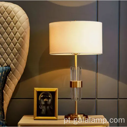 Lâmpada de mesa de cabeceira de aço de cristal contemporânea